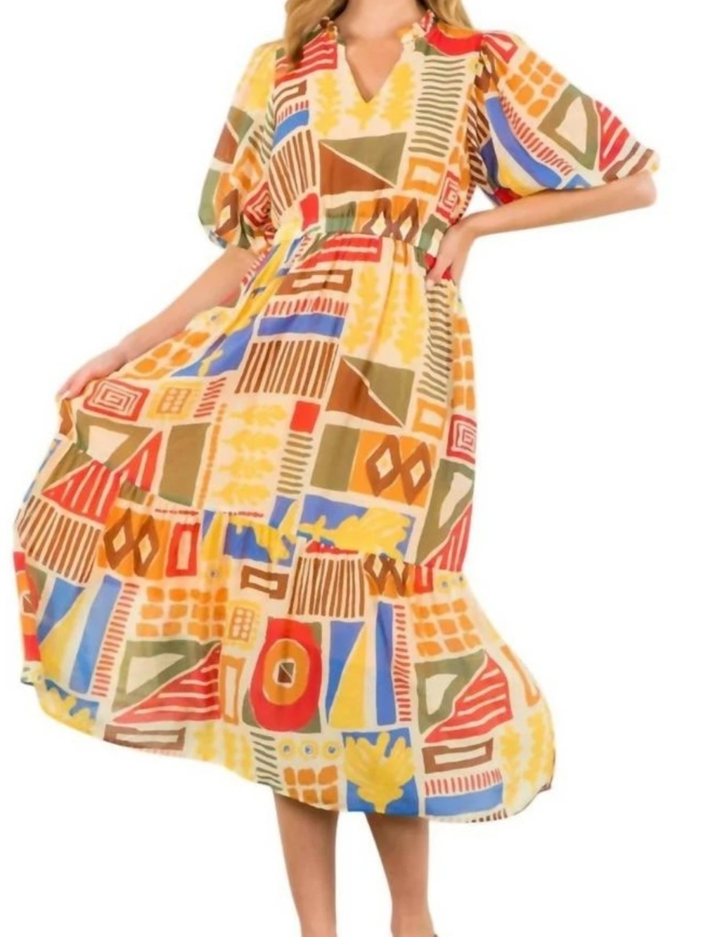 THML Womens Large EUC Tribal Print Dress PTP 20